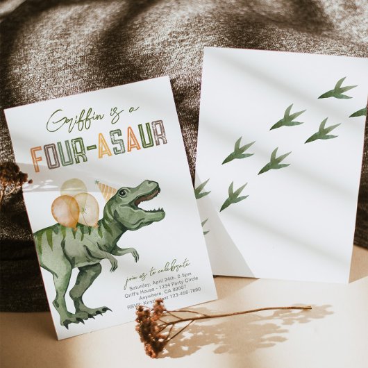 Dinosaur 4e Invitation anniversaire