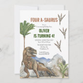 Dinosaur 4ème anniversaire invitation (Devant)