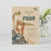 Dinosaur 4ème anniversaire Invitation (Debout devant)