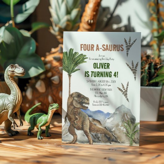 Dinosaur 4ème anniversaire invitation