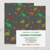 Dinosaur 4ème anniversaire invitation enfants jung (Devant / Derrière)