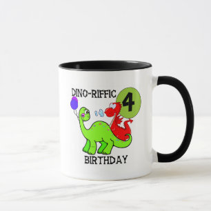 Dinosaur 4th Birthday Tshirts en Gifts Mok