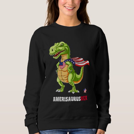 Dinosaur 4th Of July Kids Boys Men Amerisaurus T R Trui (Voorkant)