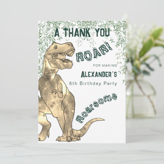 Dinosaur 5e anniversaire Merci de fête (Debout devant)