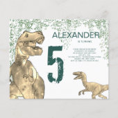 Dinosaur 5th Birthday Party budget Uitnodiging (Voorkant)