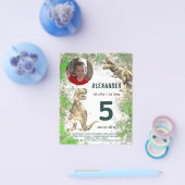 Dinosaur 5th Birthday Party - Fotobudget Flyer (Enkel)