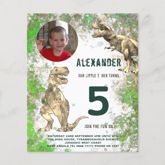 Dinosaur 5th Birthday Party - Fotobudget Flyer (Voorkant)