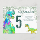 Dinosaur 5th Birthday Party Invitation (Voorkant)