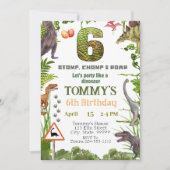 Dinosaur 6e anniversaire fête Invitation (Devant)