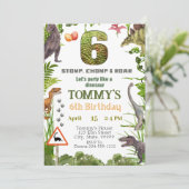 Dinosaur 6e anniversaire fête Invitation (Debout devant)