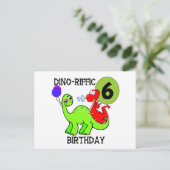 Dinosaur 6e verjaardag T-shirts en geschenken Briefkaart (Staand voorkant)