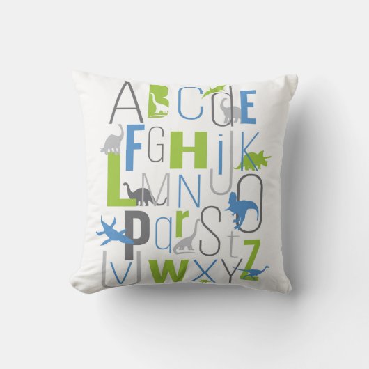 Dinosaur ABC Alphabet Pillow Modern Kinder decor Kussen (Voorkant)
