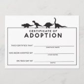 DInosaur Adoptie Certificaat Verjaardag Activiteit Programma (Voorkant)