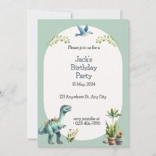 Dinosaur Adventure Birthday Party Invitation Kaart