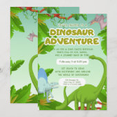 Dinosaur Adventure Birthday Party Kaart (Voorkant / Achterkant)
