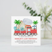 Dinosaur Adventure Train Birthday Party Kaart (Staand voorkant)