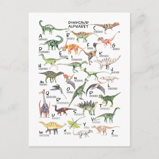 Dinosaur Alphabet Briefkaart (Voorkant)