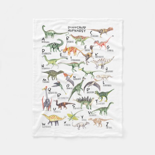 Dinosaur Alphabet Fleece Deken (Voorkant)