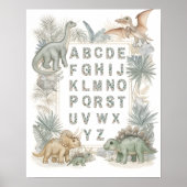 Dinosaur Alphabet Nursery Watercolor Poster (Devant)