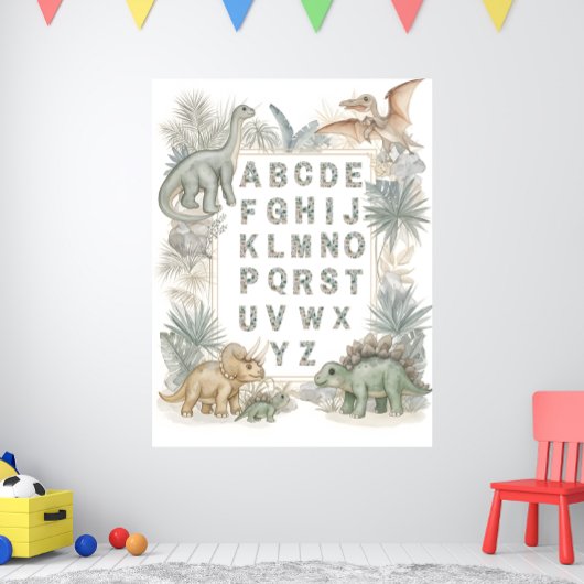 Dinosaur Alphabet Nursery Watercolor Poster