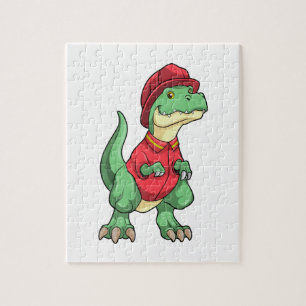 Dinosaur als brandweerman met brandhelm legpuzzel