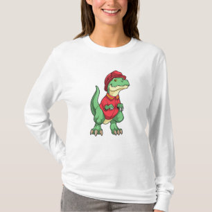 Dinosaur als brandweerman met brandhelm t-shirt