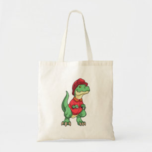 Dinosaur als brandweerman met brandhelm tote bag