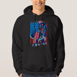 Dinosaur America Flag Game Controller 4th O Hoodie