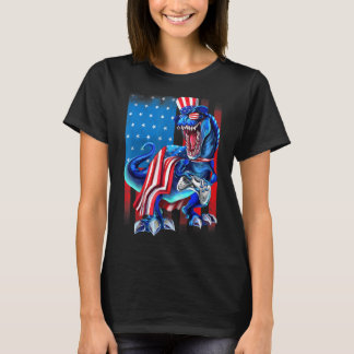 Dinosaur America Flag Game Controller 4th O T-shirt