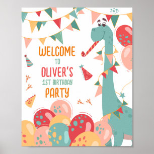 Dinosaur Anniversaire Affiche de bienvenue de fête