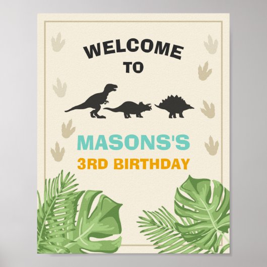 Dinosaur anniversaire Affiche de bienvenue garçon  (Devant)