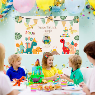 Dinosaur Anniversaire bannière de fête Personnalis