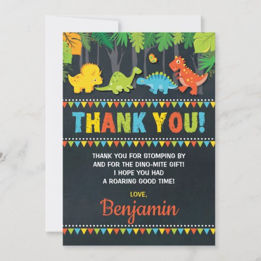 Dinosaur Anniversaire Carte de remerciements Roar  (Devant)