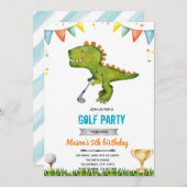 Dinosaur anniversaire de golf Invitation (Devant / Derrière)