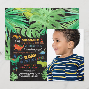 Dinosaur Anniversaire Dino Party Photo Invitation