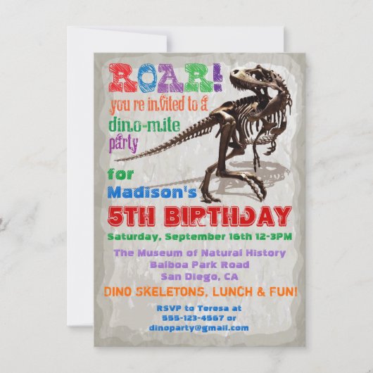 Dinosaur Anniversaire Fête Invitation (Devant)