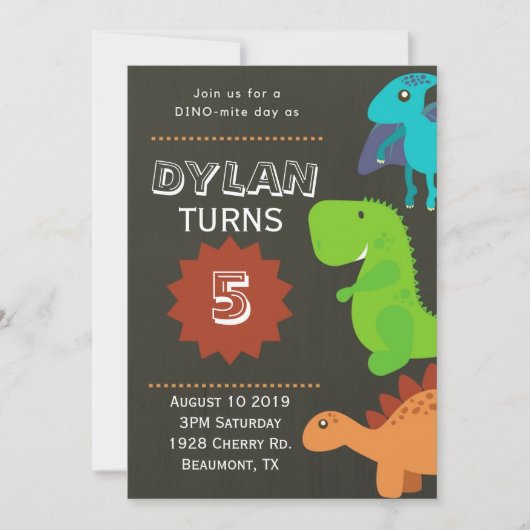Dinosaur Anniversaire Fête Invitation (Devant)