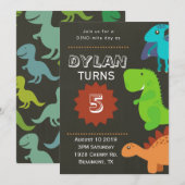 Dinosaur Anniversaire Fête Invitation (Devant / Derrière)