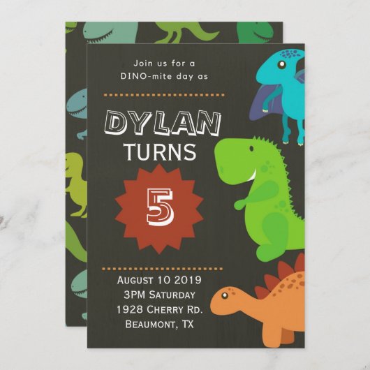 Dinosaur Anniversaire Fête Invitation (Devant / Derrière)