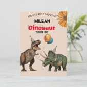 Dinosaur Anniversaire Fête Invitation (Debout devant)