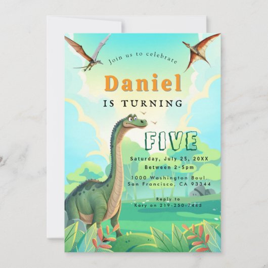 Dinosaur Anniversaire Fête Invitation (Devant)