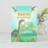 Dinosaur Anniversaire Fête Invitation (Debout devant)