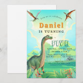 Dinosaur Anniversaire Fête Invitation (Devant / Derrière)