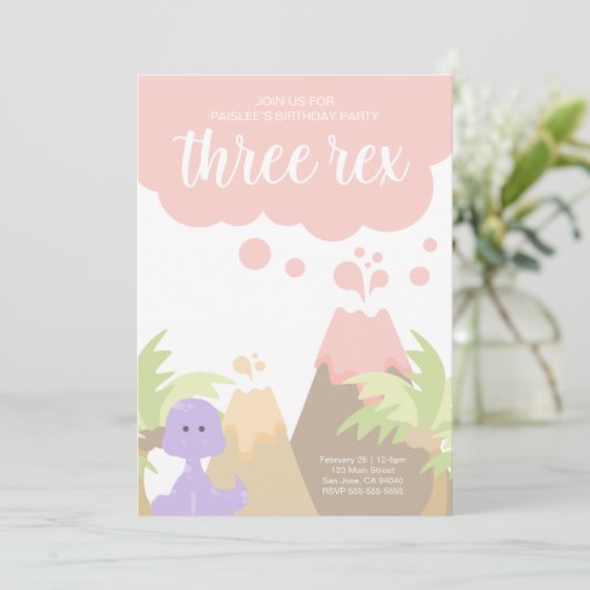 Dinosaur Anniversaire Fête Invitation (Debout devant)