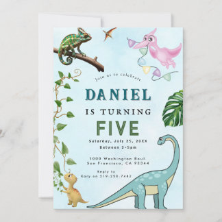Dinosaur Anniversaire Fête Invitation