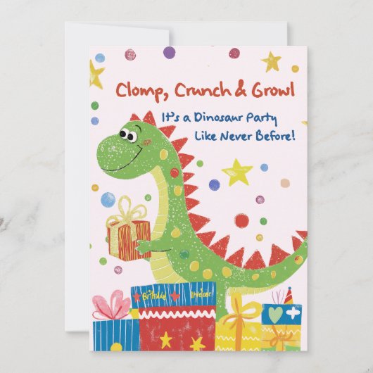 Dinosaur Anniversaire Fête Invitation (Devant)
