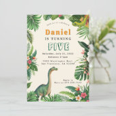 Dinosaur Anniversaire Fête Invitation (Debout devant)