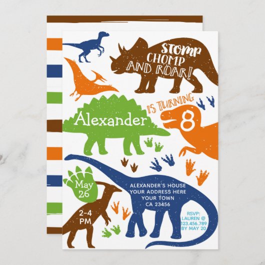 Dinosaur Anniversaire Fête Invitation (Devant / Derrière)