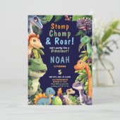 Dinosaur Anniversaire Fête Invitation (Debout devant)