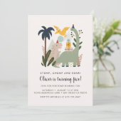 Dinosaur Anniversaire Fête Invitation (Debout devant)